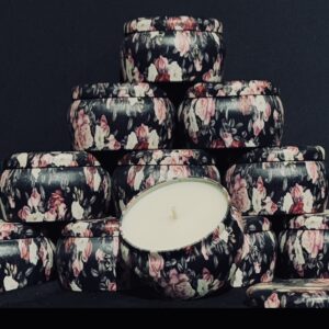 Artisan Candle. Floral Tin